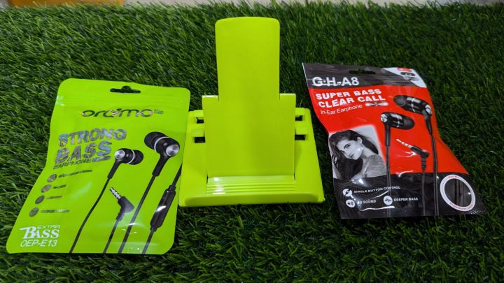 3 in 1 combo packge earphone and mobile stand