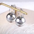 Huitan Simple Metallic Style Drop Earrings for Women Versatile Fashion Smooth Ball-Shape Pendant Jewelry Accessories for Female. 