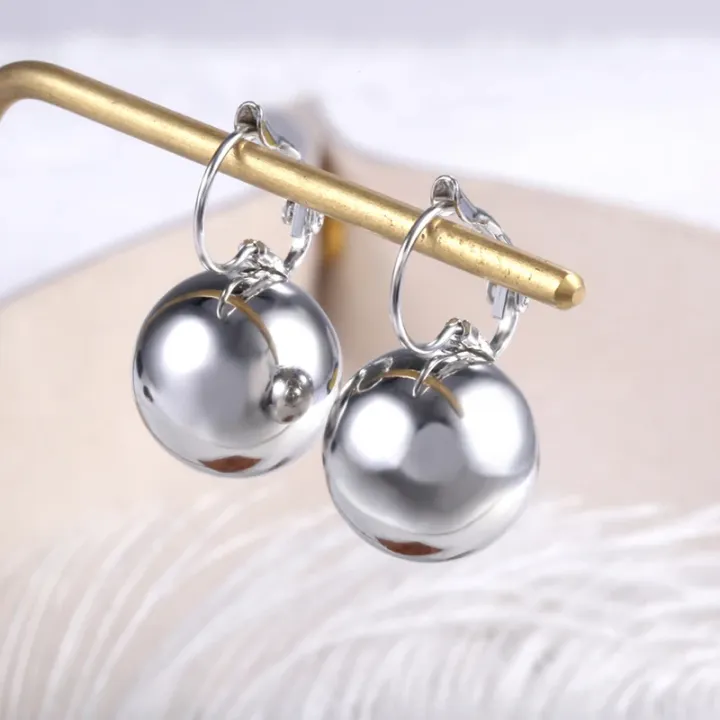 Huitan%20Simple%20Metallic%20Style%20Drop%20Earrings%20for%20Women%20Versatile%20Fashion%20Smooth%20Ball-Shape%20Pendant%20Jewelry%20Accessories%20for%20Female%20-%20Image%204