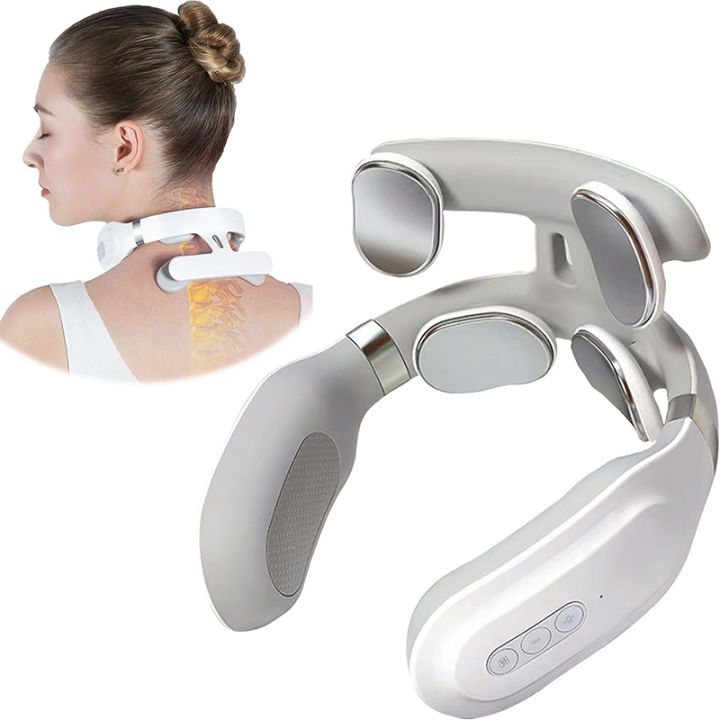 Neck Massage Machine 4 Head And Neck Protection Heating Machines Breathing Light Vibration Hot