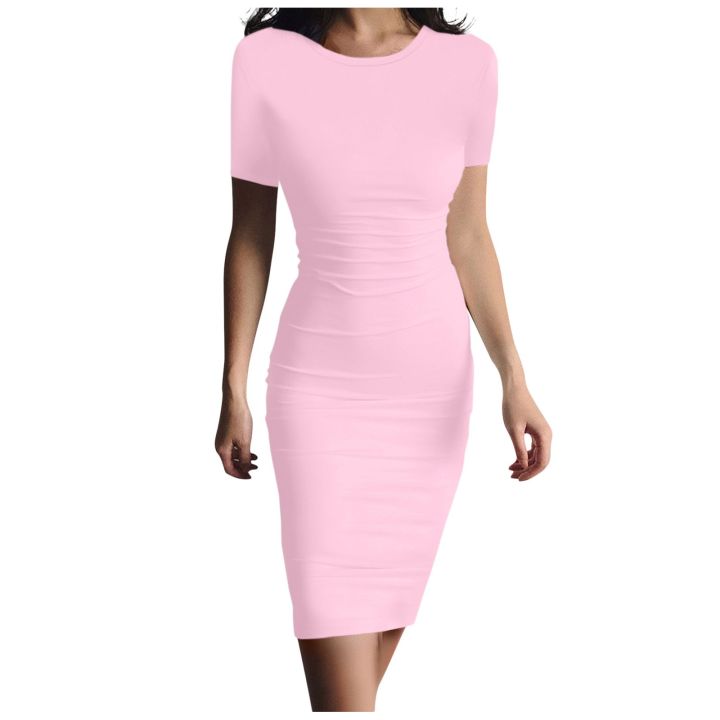 Summer%20Dress%20High%20Stretch%20Tank%20Robe%20Solid%20Short%20Sleeve%20Casual%20Slim%20Long%20Pencil%20Dress%20Women%20%20Maxi%20Dress%20Elegant%20Thin%20Vestido%20-%20Image%203