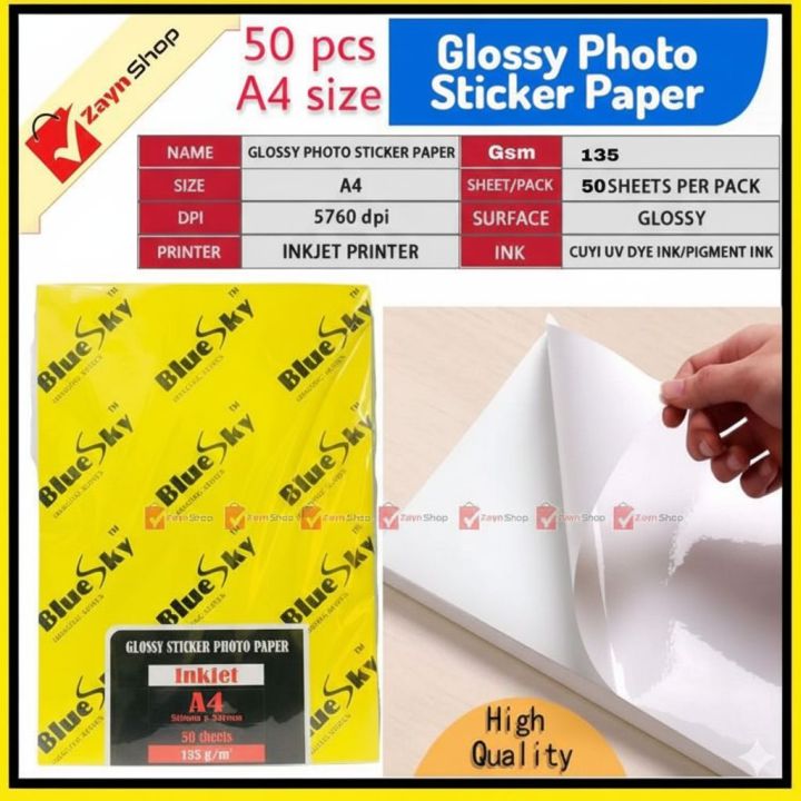 Sticker%20Photo%20Paper%20Glossy%20Self%20Adhesive%20A4%20size%20135gsm%20Pack%20of%20%2050%20Pcs%20for%20Inkjet%20printer%20-%20Image%203