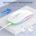 LED Wireless Mouse Rechargeable Silent Bluetooth-compatible Mouse Portable Dual Mode Computer Mice for Laptop Desktop MacBook. 