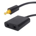 Digital SPDIF Optical Fiber Audio 1 to 2 Splitter Adapter Toslink Splitter SPDIF Optical Cable Hub 1 Input 2 Output for DVD. 