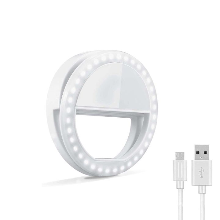 Rechargeable LED Selfie Ring Light with 36 LEDs for Smartphone Photography