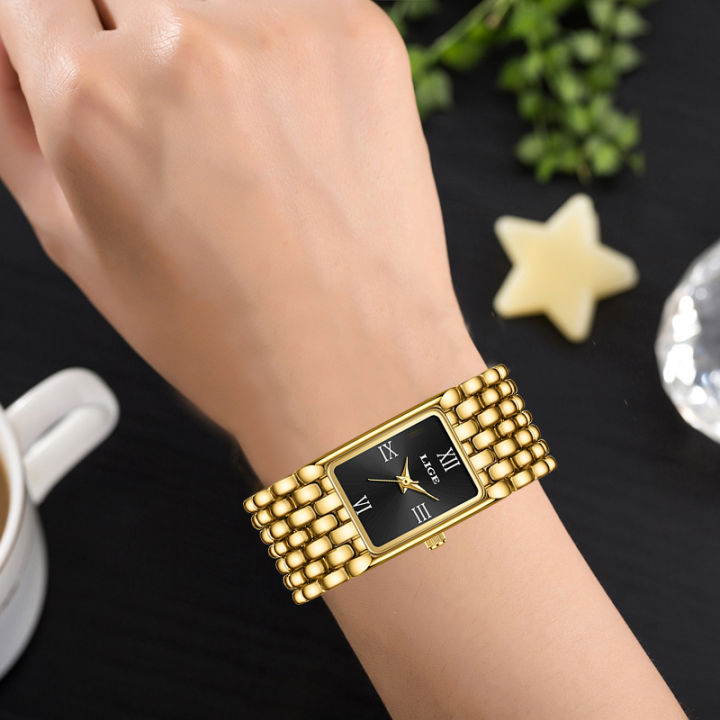 LIGE%202026%20Fashion%20New%20Gold%20Women's%20Watch%20Luxury%20Quartz%20Watch%20Stainless%20Steel%20Bracelet%20Retro%2030M%20Waterproof%20Watches%20Women%20Reloj%20-%20Image%202