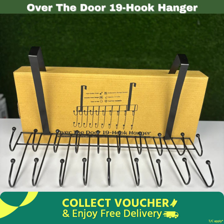 Over The Door 19-Hook Hanger – Space-Saving Organizer for Coats & Accessories