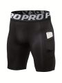 Men's Compression Shorts with Pocket Spandex Running Sport Athletic Workout Performance Underwear.