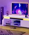 DWVO Black and White TV Stand with LED Lights and Power Outlet, Modern Entertainment Center for 55/60/65 Inch, Media Console Table TV Cabinet with Storage, Universal TV Stand for Living Room. 