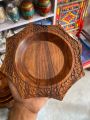 Hand-carved Wooden plate set of 3. 
