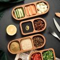 Solid Wood Rectangle Tray 2/3 Grid Condiment Plate Breakfast Food Sushi Bread Dessert Sauce Plate Kitchen Dinner Seasoning Dish. 