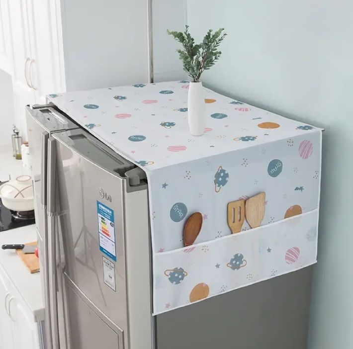 Premium Quality Fridge Cover for Double Door - Fridge Upper Dust and Pollution Multi Leaf stylish Design Fridge Top Cover