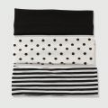3Pcs Black & White Polka Dot Striped Elastic Headbands For Women Soft Stretchy Hair Accessory For Yoga Fitness Travel Daily Life.