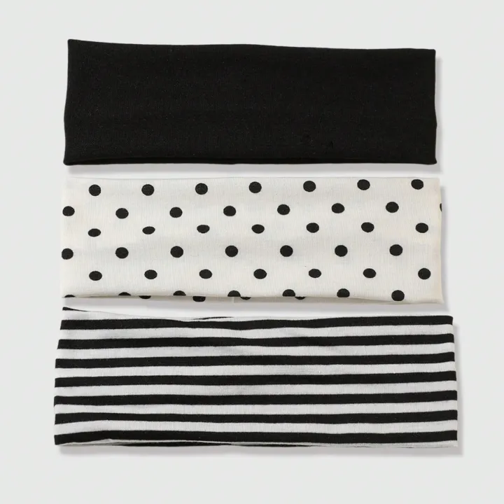 3Pcs%20Black%20&%20White%20Polka%20Dot%20Striped%20Elastic%20Headbands%20For%20Women%20Soft%20Stretchy%20Hair%20Accessory%20For%20Yoga%20Fitness%20Travel%20Daily%20Life%20-%20Image%202