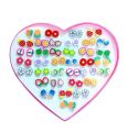 72/Pieces which is 36/Pairs of Studs, Furit, Animal and Flowers Earrings with heart shape Box Colourful and Random Studs earrings set 20% Discount for limited time only best for girls  birthday gift. 