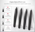 Professional Eye brow Tools Kit Set of 4PCS -  Stainless Steel Tweezers/Makeup Scissors/Eyebrow Knife/Eyelash Brush/Tweezers Case. 
