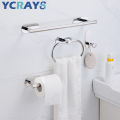 YCRAYS No Drilling Chrome Bathroom Accessories Sets Toilet Tissue Roll Paper Holder Towel Rack Bar Rail Ring Robe Hook Hardware. 