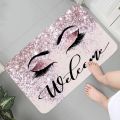Eyelash Pattern Printed Carpet Flannel Foot Pad Mat Suitable for Bedroom Bathroom Kitchen Entrance Rug Home Decoration. 