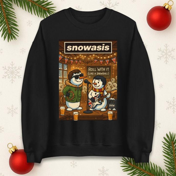 Snowasis Roll with It Like A Snowball Christmas Pullover Funny Music Jumper Tops Men Women Fashion Christmas Festival Costumes