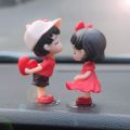 Couple Cute Ornaments for Car, Car Decoration Cute Cartoon Couples Action, Cartoon Car Dashboard Decorations, Cute Lovely Kiss C. 