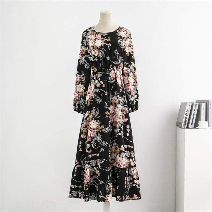 Spring%20Autumn%20Women%20Chiffon%20Dresses%20Casual%20Floral%20Printed%20Bark%20Crinkling%20Long%20Dresses%20O-neck%20Long%20Sleeve%20Loose%20Muslim%20Maxi%20Dress%20-%20Image%206