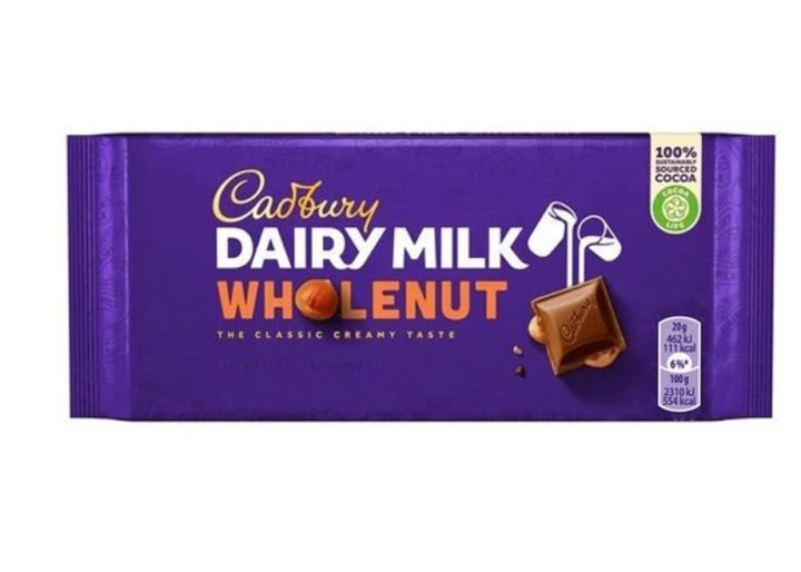 CADBURY DAIRY MILK CHOCOLATE WHOLE NUT 180 GM