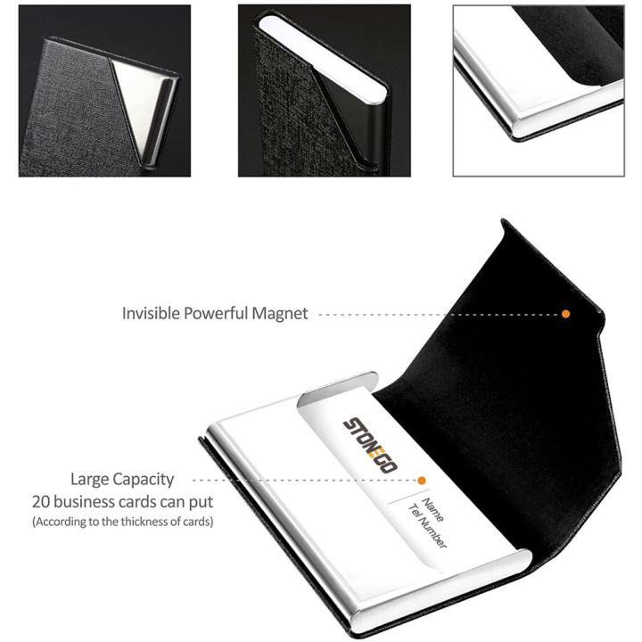 Metal%20Business%20Card%20Holder%20-%20Waterproof%20PU%20Leather%20Stainless%20Steel%20Card%20Case%20for%20Men%20and%20Women%20-%20Image%202