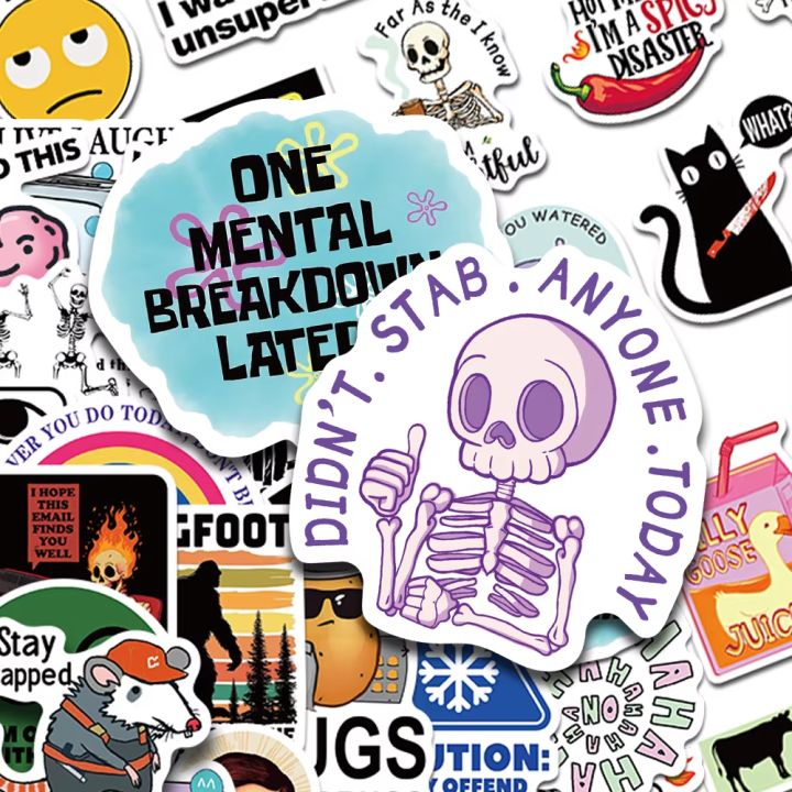 100Pcs Cartoon Snarky MEME Stickers Decals For Phone Scrapbook Skateboard Suitcase Refrigerator Graffiti Aesthetic Stickers