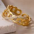 gold plated ring adjustable white stone gold plated rings for women elegant ( random design). 