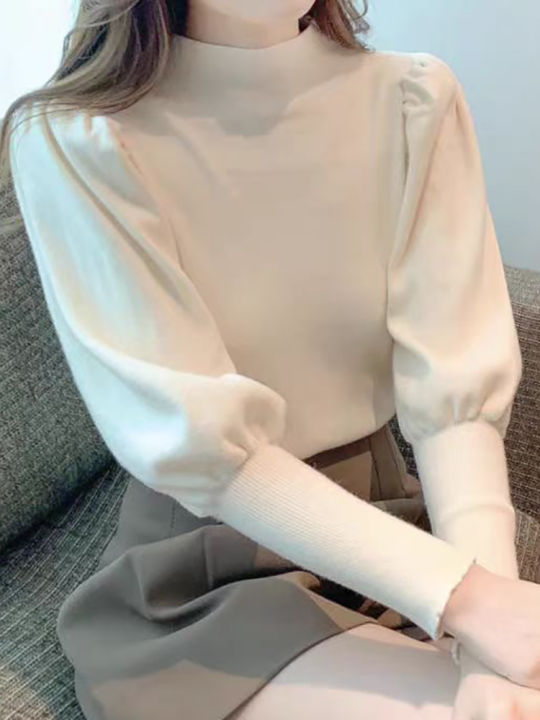 Autumn%20Winter%20Sweater%20Turtleneck%20Slim%20Fit%20Basic%20Pullovers%20Fashion%20Korean%20Knit%20Tops%20Puff%20Sleeve%20Womens%20Sweater%20Stretch%20Jumpers%20-%20Image%205