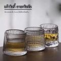 [Ready stock] whisky glass whiskey spinning glass whisky glass crystal design whisky glass crystal shape whisky glass round base rotatable. 