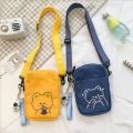 Women Canvas Small Bag Cartoon Bear Crossbody Shoulder Bags Ladies Purse Phone Bag Handbags. 