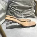 Summer Women Pumps Sandals PVC Jelly Slippers Open Toe High Heels Women Transparent Perspex Slippers Shoes Heel Clear Sandals.