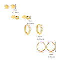 4Pairs Stainless Steel Small CZ Hoop Star BalL Stud Earrings Set for Women, 18K Gold Plated Earring Stack for Multiple Piercing. 