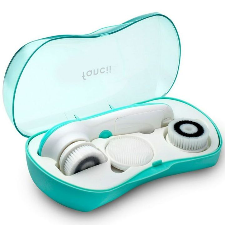 Fancii Cora 3 Waterproof Facial Spin Cleansing Brush with 3 Brush Heads, Exfoliating Face Spa System, Aqua