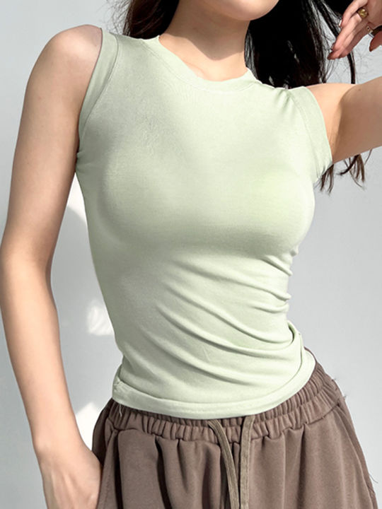 AOSSVIAO%2099%25%20Cotton%20Tops%202025%20Neck%20Summer%20Basic%20Shirts%20White%20Black%20Casual%20Sport%20Vest%20Off%20Shoulder%20Green%20Women's%20Tank%20Top%20-%20Image%205