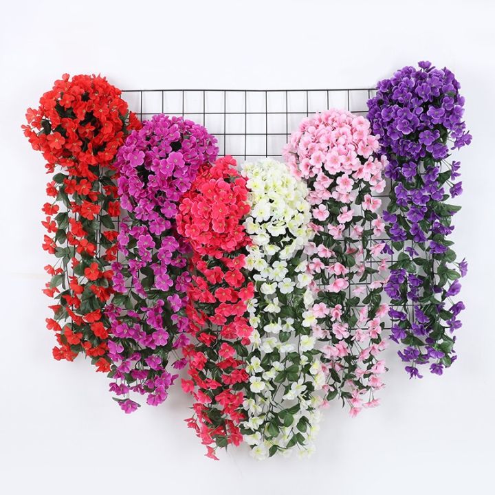 1pc Artificial Violet Hanging Flower Vines Plastic Fake Flowers Wall ...