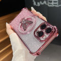 Luxury Butterfly Glitter Holder With Lens Film Phone Case For iPhone 11 12 13 14 15 16 17 Pro Max Plus Four Corner Anti Fall. 