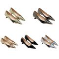 Women Comfortable 3.5cm High Heels Shallow Pointed Toe Work Pumps Lady Glossy Leather Low Heels 2024 Luxury Brand Designer Shoes.