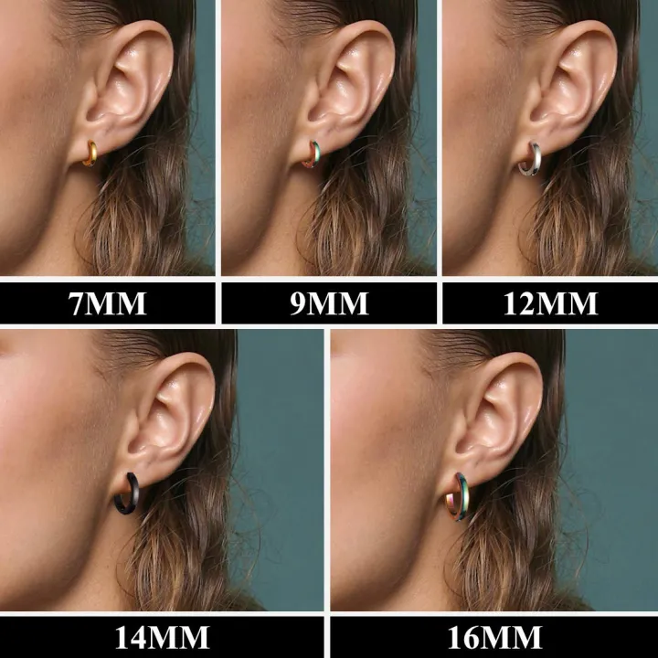 5%20Pairs%20Classic%203mm%20Wide%20Stainless%20Steel%20Black%20Color%20Huggie%20Hoop%20Earrings%20Set%20for%20Men%20Women%20Hypoallergenic%20Minimalist%20Jewelry%20-%20Image%202