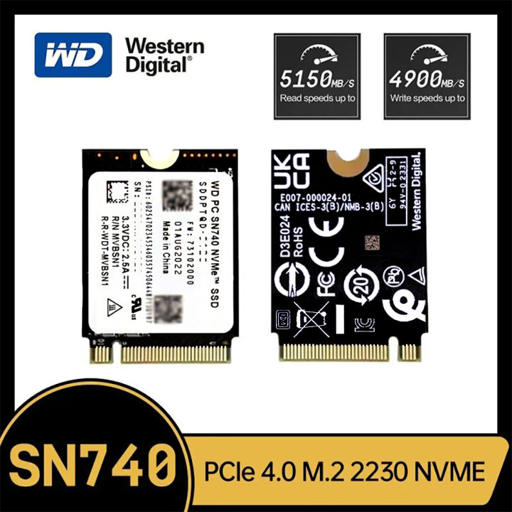 Western Digital WD SN740 SSD 1TB 2TB M.2 2230 Gen4 PCIe 4.0 X4 NVMe Solid State Drive for Steam Deck Surface ProX