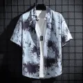 Men and Women's Short-Sleeved Printed Shirt, Casual Beach Clothes, Personality Thin Couple Tops, New. 
