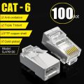 SAMZHE 10/100pcs RJ45 Connector Cat6a Cat7 RJ45 Plug Shielded FTP 8P8C Network Crimp Connectors Crystal Heads Gold Plated. 