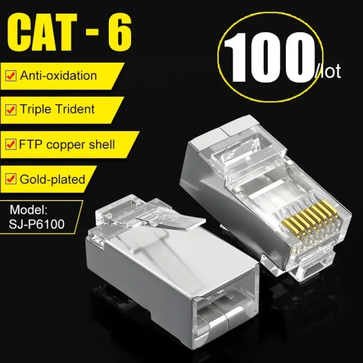 SAMZHE%2010/100pcs%20RJ45%20Connector%20Cat6a%20Cat7%20RJ45%20Plug%20Shielded%20FTP%208P8C%20Network%20Crimp%20Connectors%20Crystal%20Heads%20Gold%20Plated%20-%20Image%207