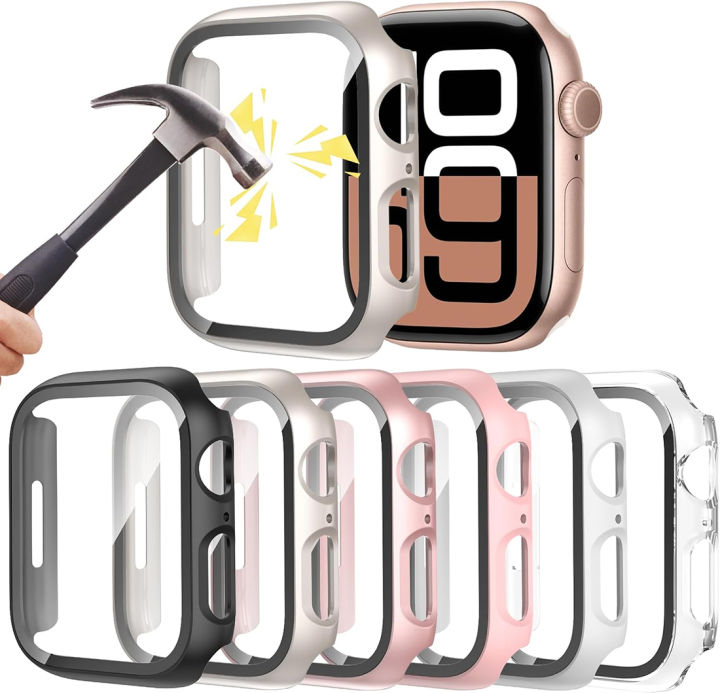 Glass+Cover For Watch case 46mm 42-44mm 40mm 45mm 41mm bumper Screen Protector iwatch series 10 9 8 7 6 5 4 SE Accessories