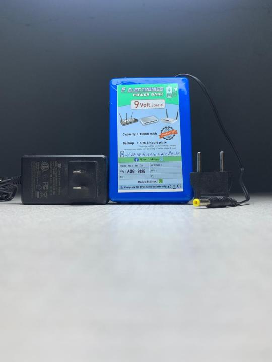 WiFi Router Power Bank 9v Volts UPS Technology With Branded Charger | 10000 plus+ mAh (6 to 8)Hourse Guaranteed Backup | Tp Link-Tenda-PTCL | Fiber Base Router