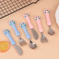 3pcs 304 Stainless Steel Children Knife Fork Spoon Kids Cutlery Set with Storage Box Cute Portable  Children's Feeding Utensils. 