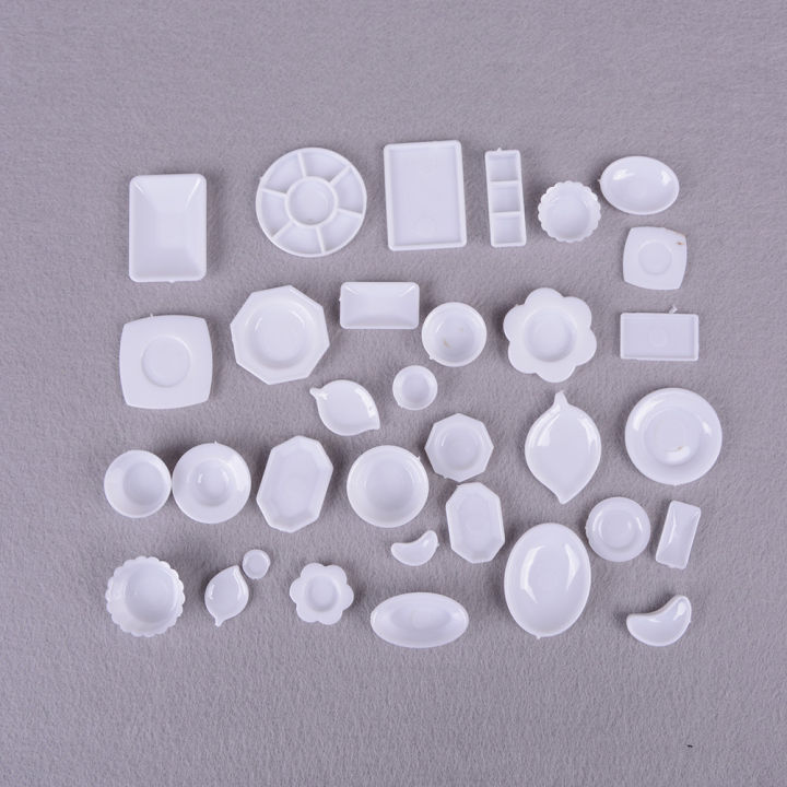33Pc/Set Kitchen Acrylic Mini Tableware Miniatures Cup Plate Dish Decor Toys for Kids Girls  For Children Doll Accessories