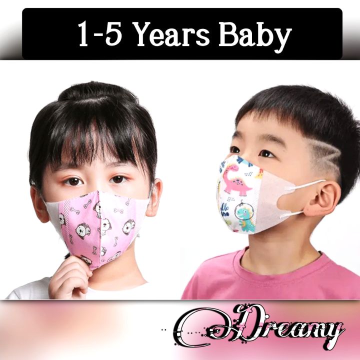 Baby Face Mask 1-12 Years 3D Cartoon Printed Tissue Fabric Washable and Reusable Baby Face Mask