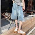 Summer Boyfriend Plus Size Jeans Shorts Woman Casual Loose Wide Leg Bermudas Baggy Denim Shorts Women Lace Up Half Short Pants. 